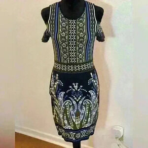 Chelsea & Violet Elegant Floral Cold Shoulder Knit Dress